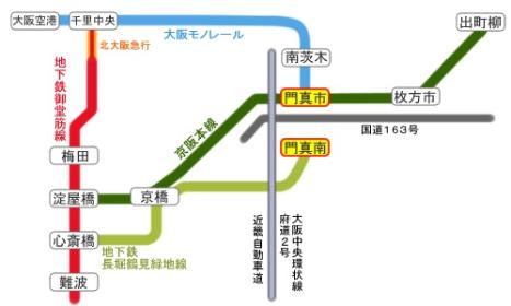 門真市電車マップのイラスト画像